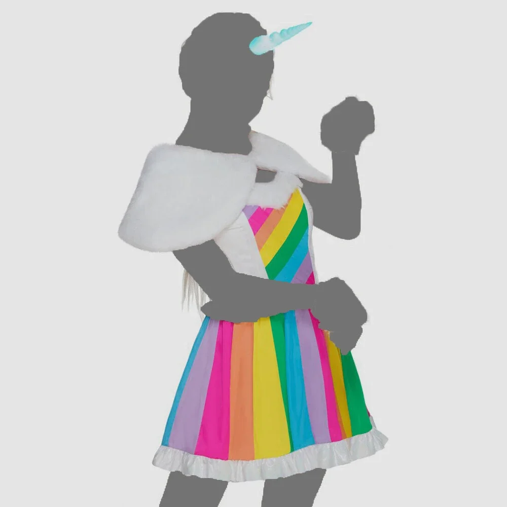 $188 Melonhopper Women White Rainbow Unicorn Halloween Costume Mini Dress Small